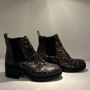 Topshop Brown Snake Print Ankle Boots